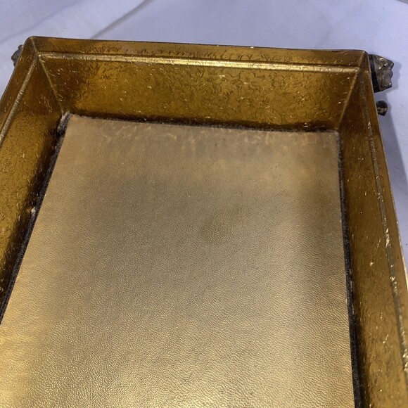 Vintage Gold Metal Brass floral Filigree cherub Angel Regency Tissue Box Holder - Picture 16 of 16